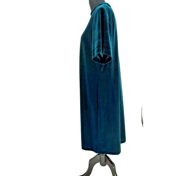 John Roberts Woman Petite Green Velvet A-Line Dress Size 18 Stretch Shoulder Pad - Picture 3 of 9